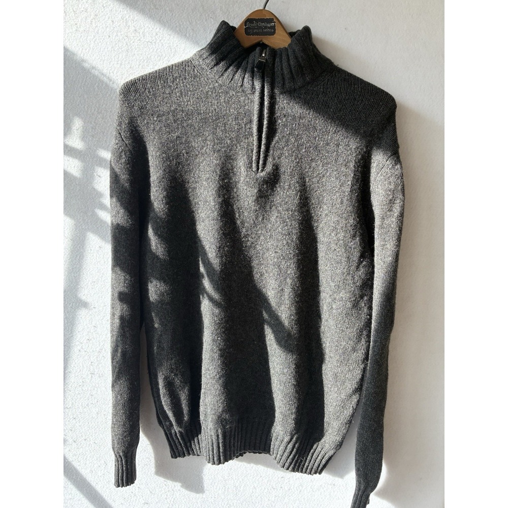 Blumarine UOMO Gray 1/4 Zip Up Wool Sweater Mens Medium Winter Comfort